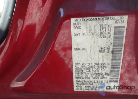 2015 Nissan Altima 2.5 Sl z USA, uszkodzony, nr VIN 1N4AL3APXFC132673